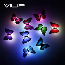 10 pcs/lot New arrival Beautiful Butterfly LED Night Light Lamp with Suction pad for Christmas Wedding Decoration Night Lamp S