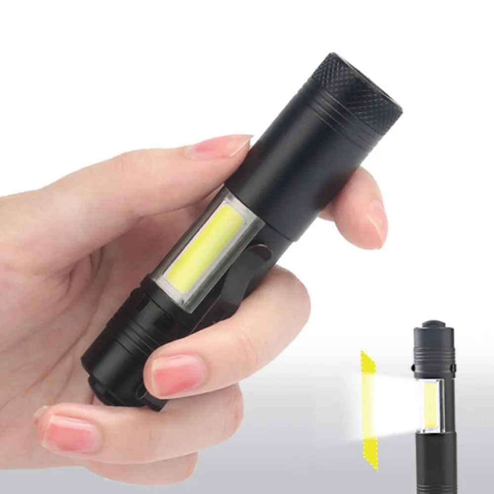 

New Mini LED Flashlight 4 Modes COB XPE LED Lamp Zoom Clip Ultra Brightness Pocket Torch Telescopic Zoom Outdoor Handheld light