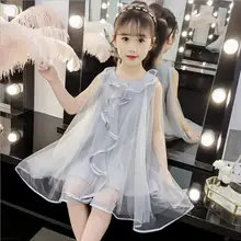 Платье для девочек; коллекция года; Летние праздничные платья принцессы с оборками для девочек-подростков; детское платье для девочек; детская одежда; От 3 до 12 лет