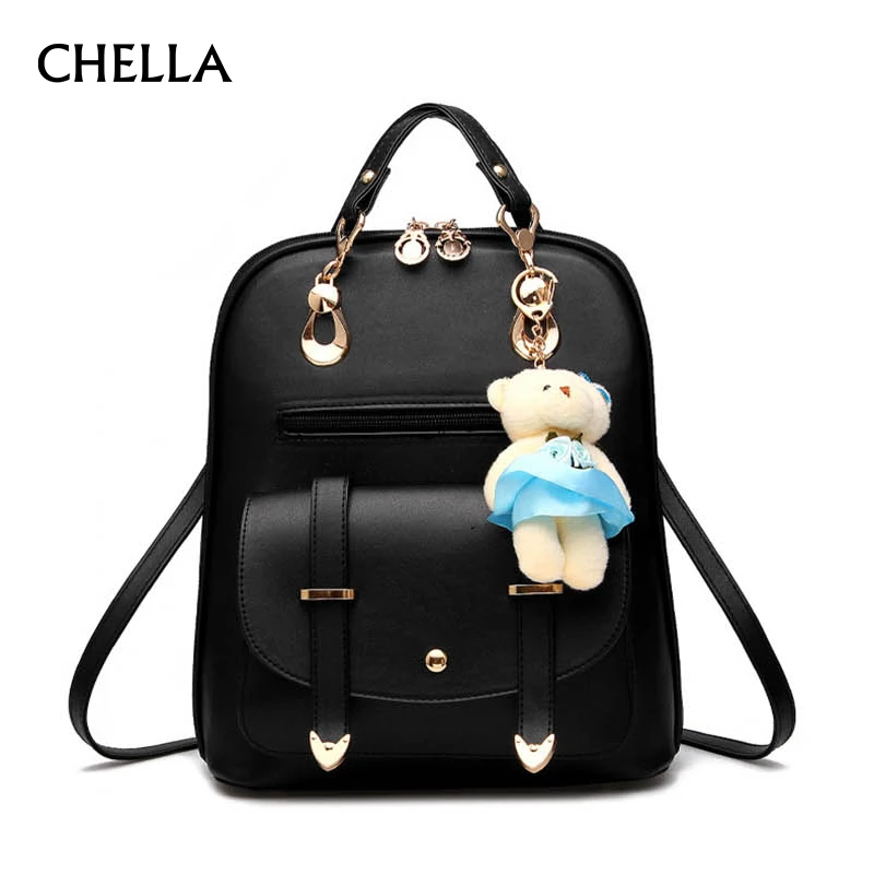 Buy Women Backpack PU Leather Cute Bear Female