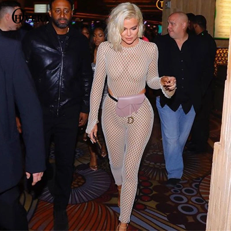 

Ohvera Hollow Out Celebrity Mesh Bodysuit Women Long Sleeve Autumn Ladies Rompers Womens Jumpsuit Overallls