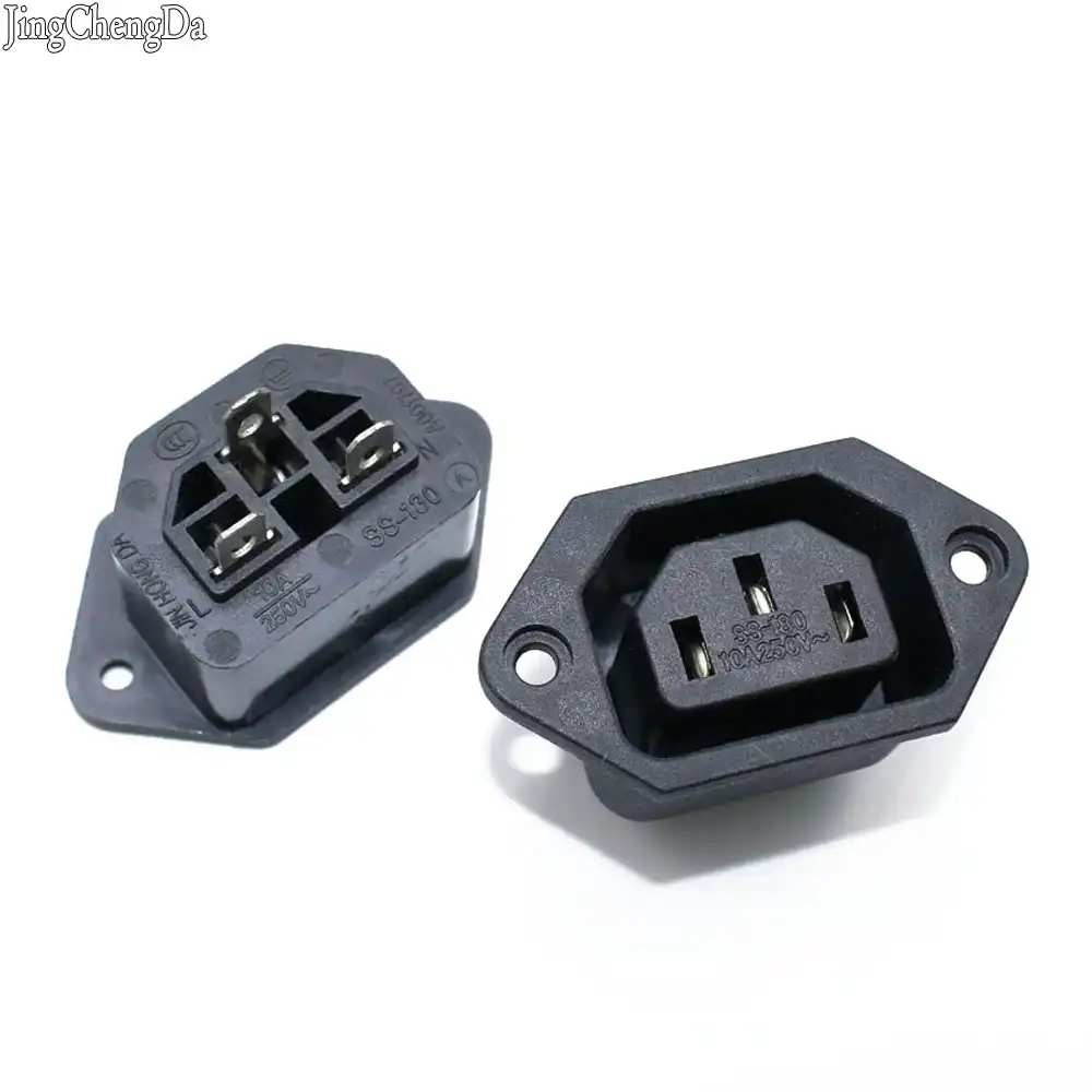 NEW 10pcs Chassis Female 15A//250V AC IEC Inline Socket Plug Adapter Mains Powe