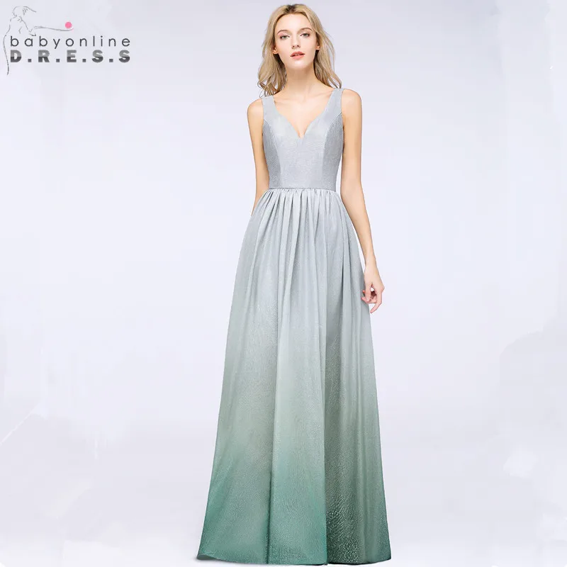 Robe de Soiree Sexy Backless Reflective Ombre Long Evening Dress 2019 V Neck Bright Silk Evening Gown Vestido de Festa Longo Robe de Soiree Sexy Backless Reflective Ombre Long Evening Dress 2019 V Neck Bright Silk Evening Gown Vestido de Festa Longo