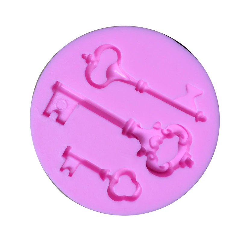 

Free Shipping three keys Silicone Fondant baking Paste Mold DIY Cake Decorating Polymer Clay Resin Candy Fimo Super Sculpey