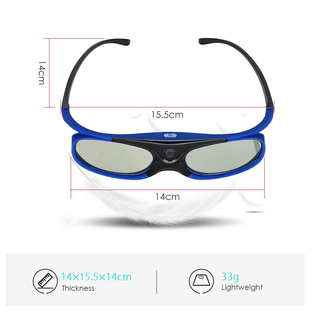 Pasang BOBLOV Kacamata 3D Rana Aktif Dlp-link USB Biru