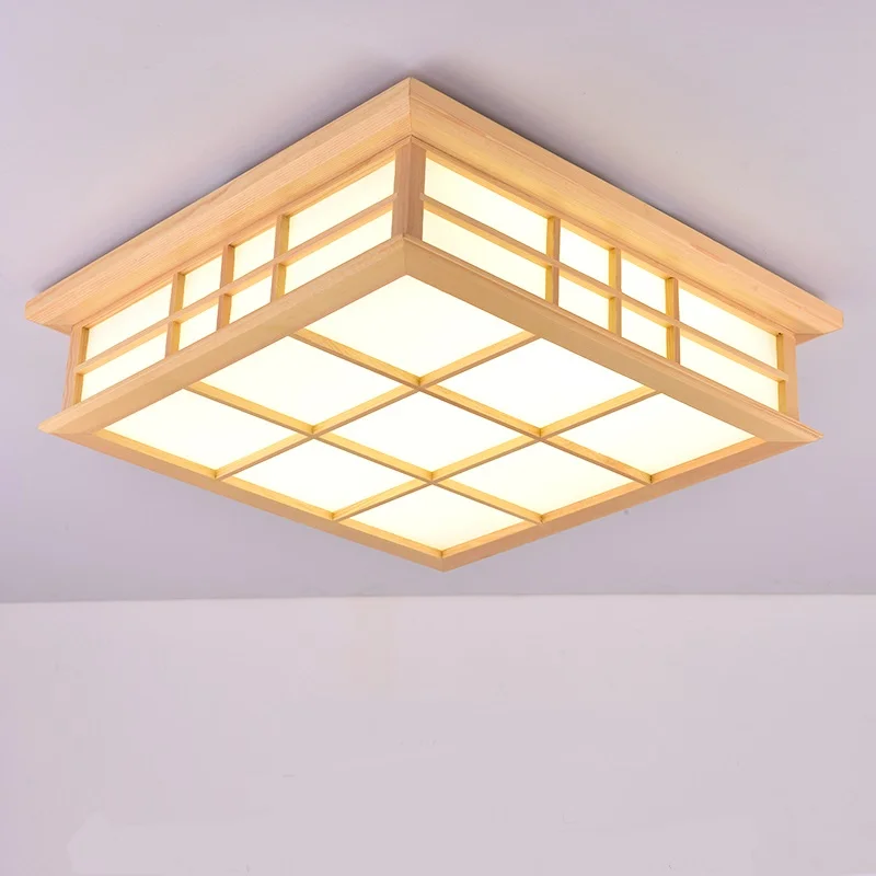 

Square Wooden LED Ceiling Lights Simple Living Room Bedroom Study Loft Garden Home lighting ceiling lamps ZA MZ7