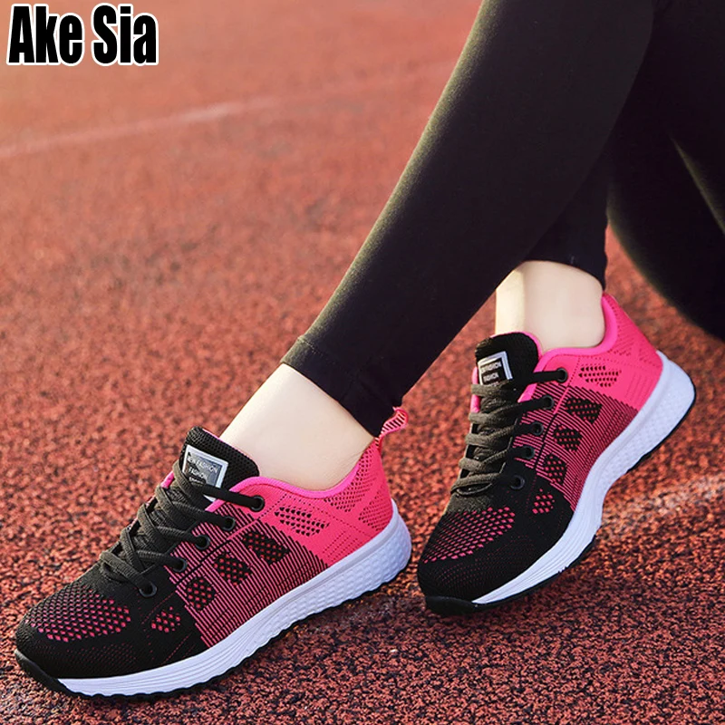 

Ake Sia Preppy Style Knitting Air Mesh Women Ladie Feminine Fashion Casual Plimsolls Zapatillas Walking Flat Exercise Shoes A308