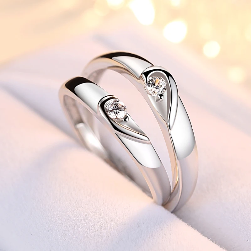 Trendy Jewelry Couple Ring Sets For Wedding Bride And Groom Solid