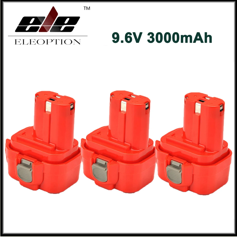 3x Eleoption 3000mAh 9.6V Ni MH Rechargeable Battery for MAKITA 9100