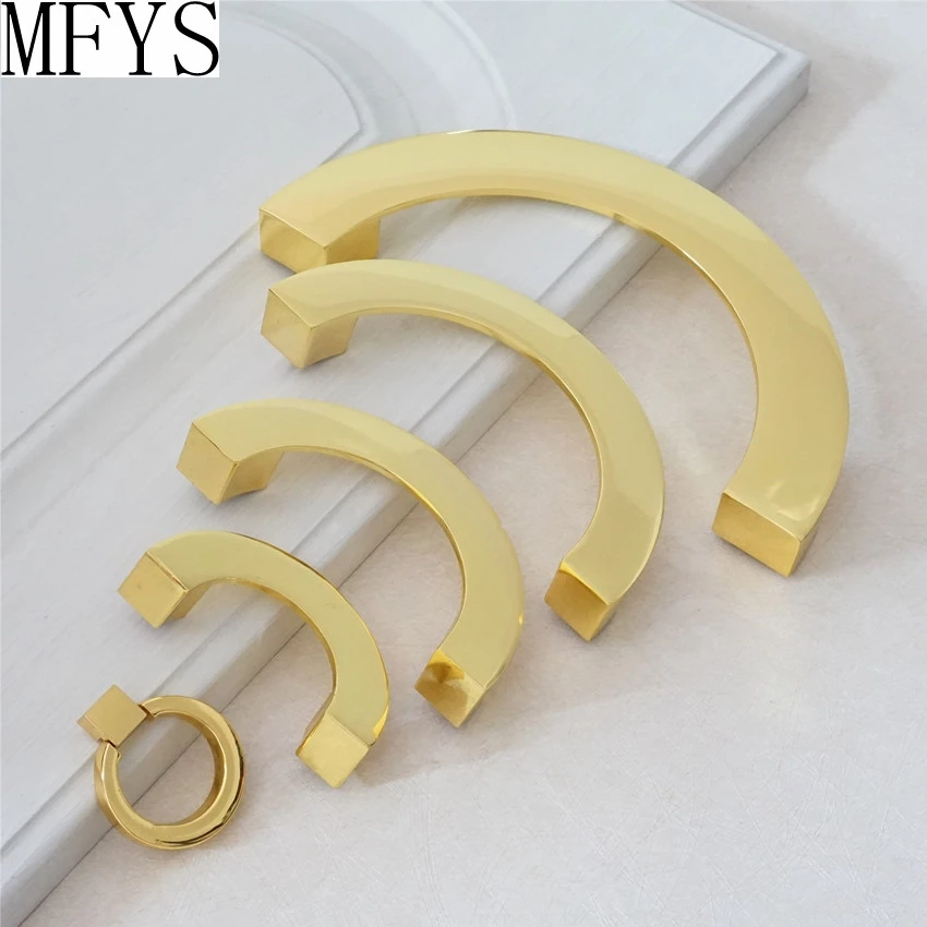2.5 ''3.75'' 5 ''6.3'' القوس مضمد سحب قطرة حلقة درج التأثيرات مقبض مصقول الذهب المقابض المطبخ مجلس الوزراء مقابض باب