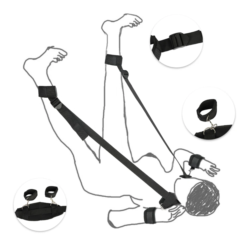 Bondage toys exotic bdsm bondage PU handkerchief love game fetish bondage leg open ankle cuff Sex H
