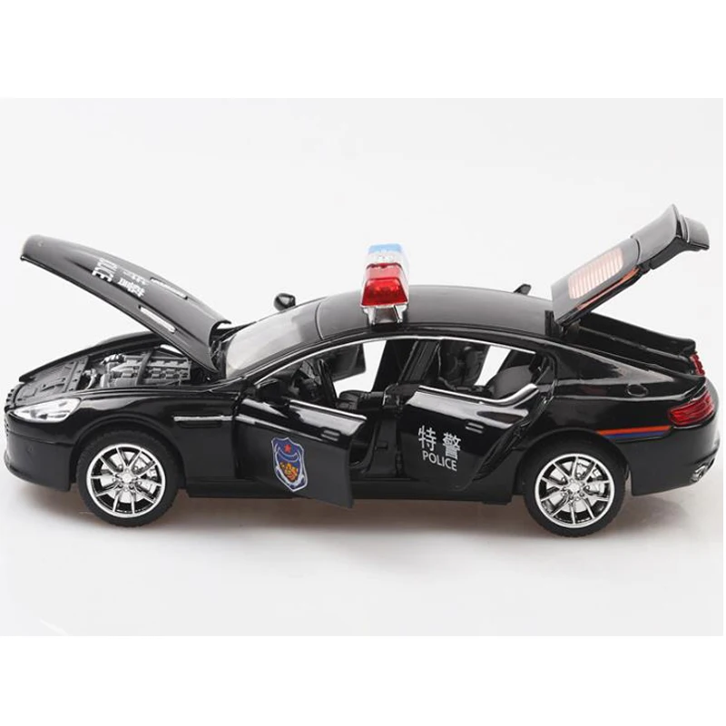 

Hot Police Toy Car 1:32 Aston Metal Police Toy Cars Diecast Scale Model With Pull Back Function/Music/Light/Kids Gift Toys