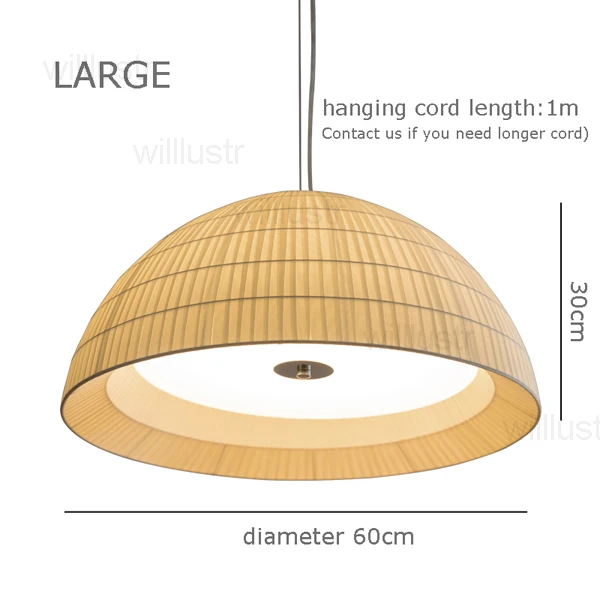 Ткань Абажуром Свет Подвеска минималистский Nordic Европа Главная спальня Hotel столовая Ресторан полусферы Подвесная лампа