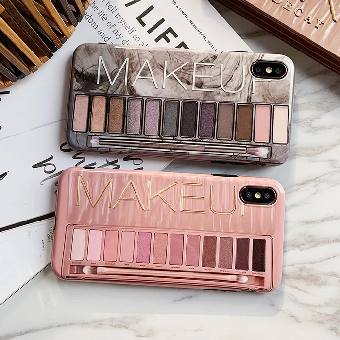 

Luxury Makeup Eyeshadow Palette phone Case For iphone XS Max XR XS 6 6s 7 8 plus glossy soft silicone cute candy cover