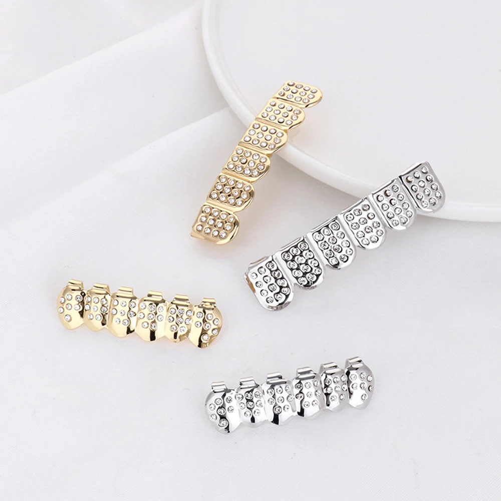 1 пара 14 к золотые зубы Grillz сверху и снизу Iced Out CZ хип хоп зуб крышка гриль набор ювелирных изделий