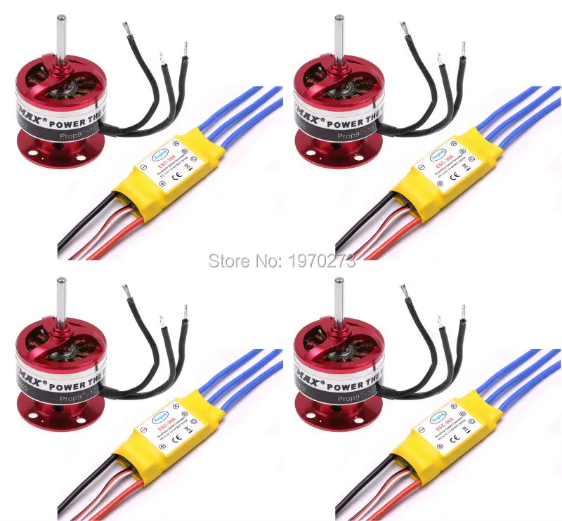 4 шт. 30A Бесщеточный Регулятор скорости ESC + CF2822 1200KV бесщеточный двигатель|emax