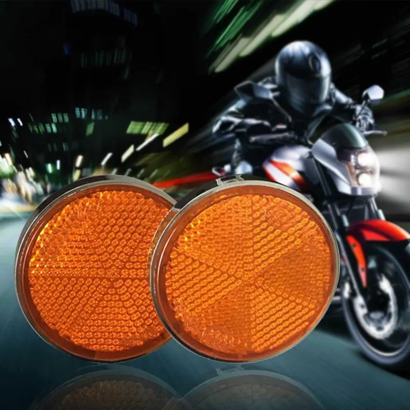 

2pcs Round Orange Side Fork Leg Reflector Reflective Warning Plate Stickers Safety Sign Universal Motorcycle ATV Dirt Bike Red