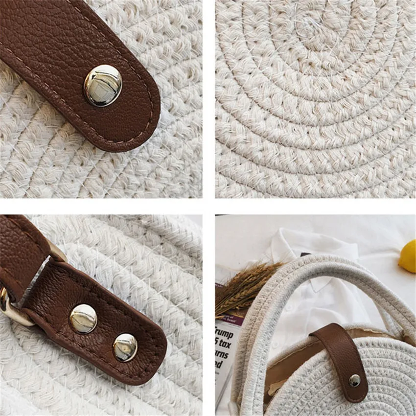 TOYOOSKY Round Mulit Style Straw Bag Handbags Women Summer Rattan Crossbody Bag Handmade Woven Beach Circle Bohemia Shoulder Bag