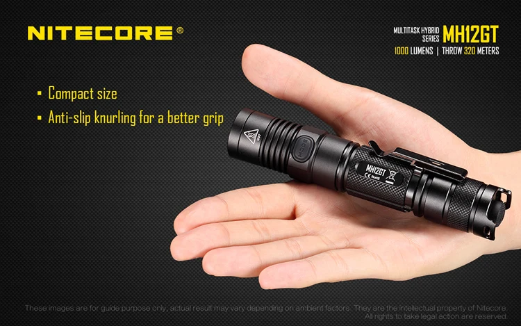 NITECORE MH12GT 1000 люмен светодиодный 18650 3400 mah аккумулятор USB Перезаряжаемый фонарик поиск спасательный Портативный Факел