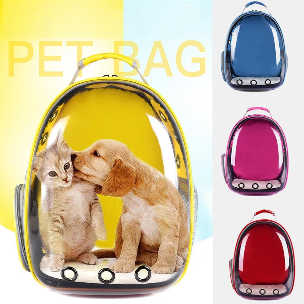 

Travel Dog Cat Backpack Puppy Carrying Cage Five Colors Portable Pet Cat Carrier Transparent Capsule Breathable Cat Bag Outdoor