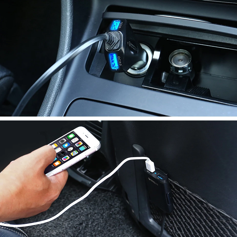 Aieach الجبهة/الخلفي مقعد 4 ميناء USB تهمة سريع 3.0 سيارة شاحن آيفون هواوي 60 W 12A سريع الهاتف شاحن هواتف xiaomi سامسونج