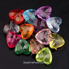 OMH 50 шт 8x12 8x15 мм Смешанные акриловые граненые бусины в форме сердца размер на выбор ZL559