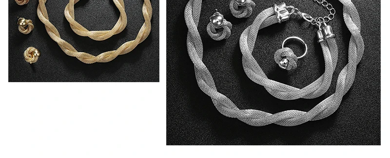 BTSETS African Beads Jewelry Set Nigerian Wedding Jewelry Sets For Women Silver Gold Color Antique Simple Indian Jewellery Set (6)