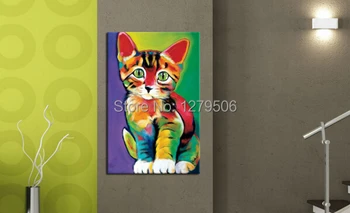 

100% Handpainted Lovely Fashion Cat Hand Oil Painting On canvas Variety Of Colors