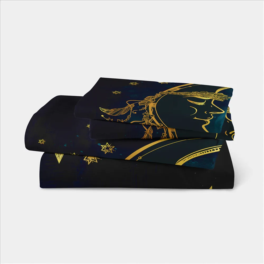 Домашний текстиль золотой слон Комплект постельного белья черное постельное белье украшения спальни наволочки США Твин Полный Королева Король пододеяльник набор