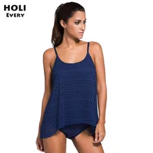 Плюс размер женский купальник сетка танкини из двух предметов купальник bather пляжный купальный костюм спортивный черный синий кружевной большой размер одежда