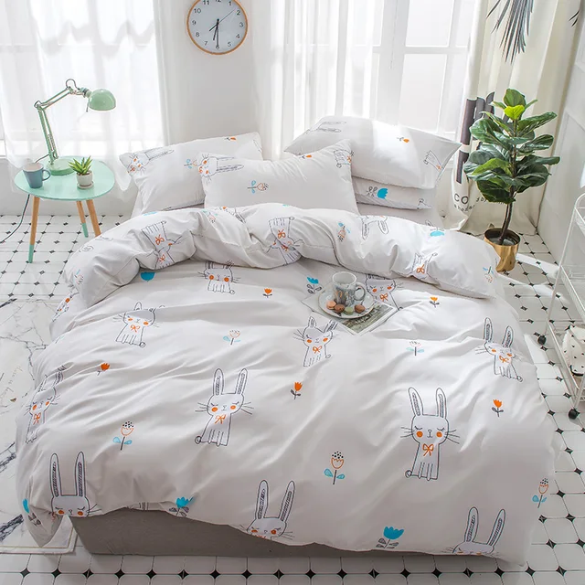Cute rabbit Bedding Sets 3/4pcs singel twin full queen king Bed Linings