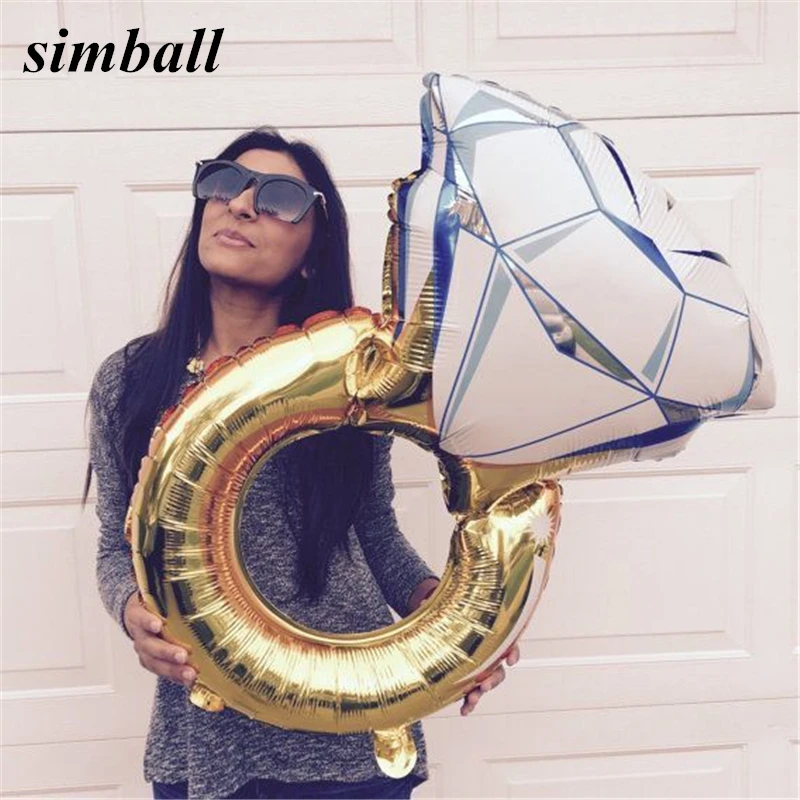 

43 inches Big Balloon Diamond Ring Aluminium Foil Balloons Inflatable Wedding Decoration Helium Air Balloon Event Party Supplies