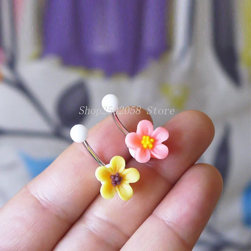 2pcs Plumeria Belly Button Ring belly button piercing navel ring body piercing 2pcs Plumeria Belly Button Ring belly button piercing navel ring body piercing