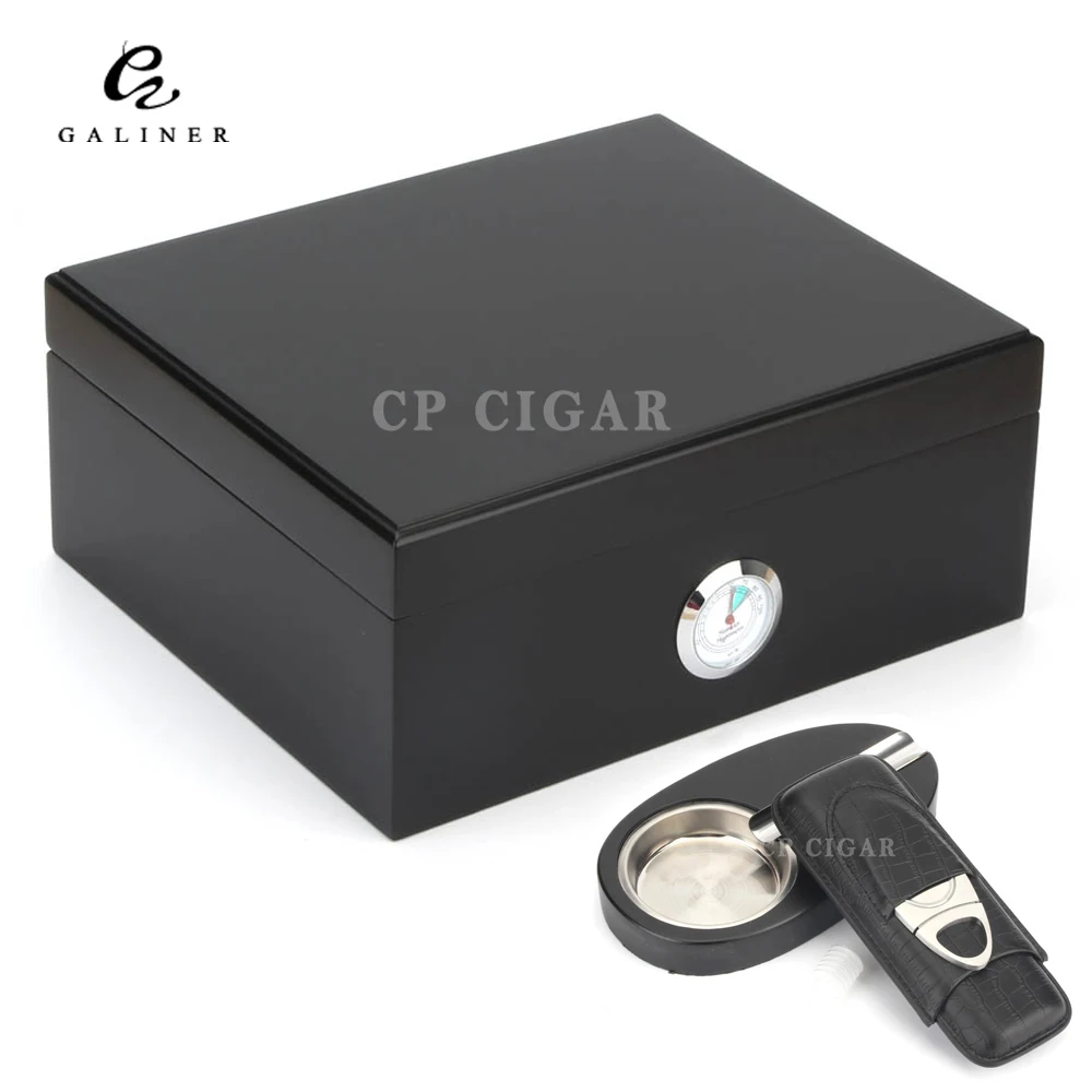 

GALINER Cigar Humidor Gift Set Hygrometer Humidifier Spain Cedar Wood Humidor Box With Cigar Case Ashtray Cutter