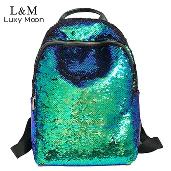 

Glitter Bling Sequins Backpack Women Large Capacity Mochila Feminina 2020 Leather Backpack For Girls Travel School Bags XA113H