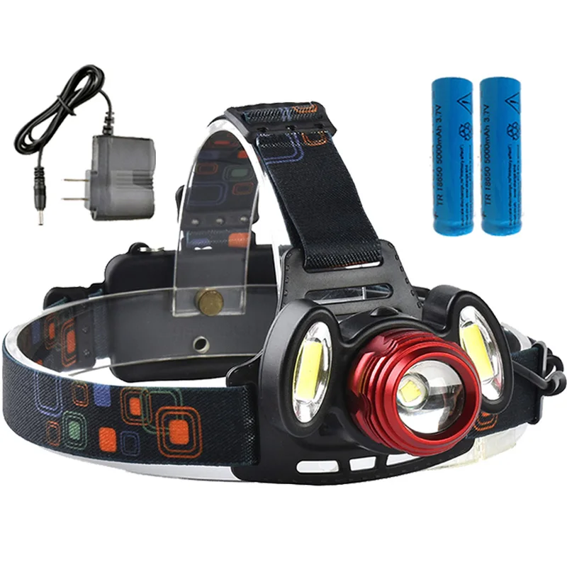 8000LM T6+2COB LED Headlight 4 Mode Zoomable Waterproof Headlamp