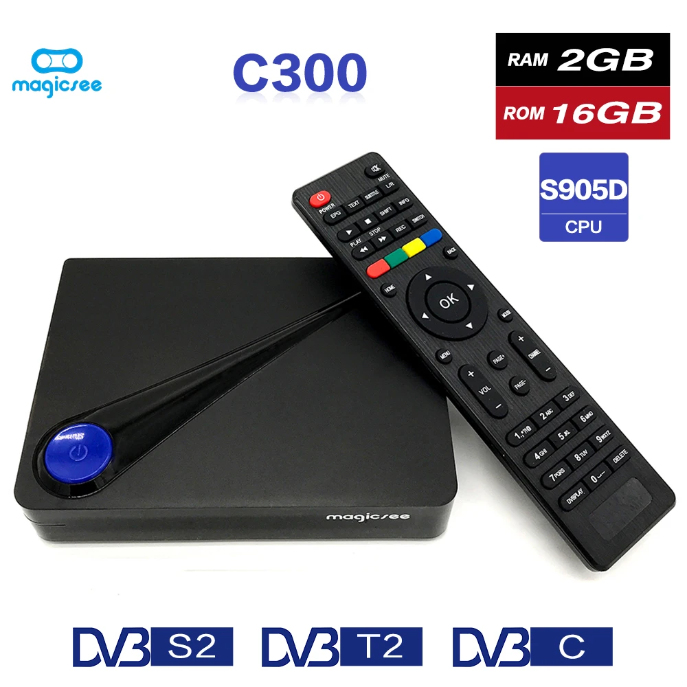 

Magicsee C300 Amlogic S905D Quad-core 2GB 16GB tvbox DVB-T2 DVB-S2 Cable Set Top Box Android 7.1 4K Smart TV Box with Keyboard