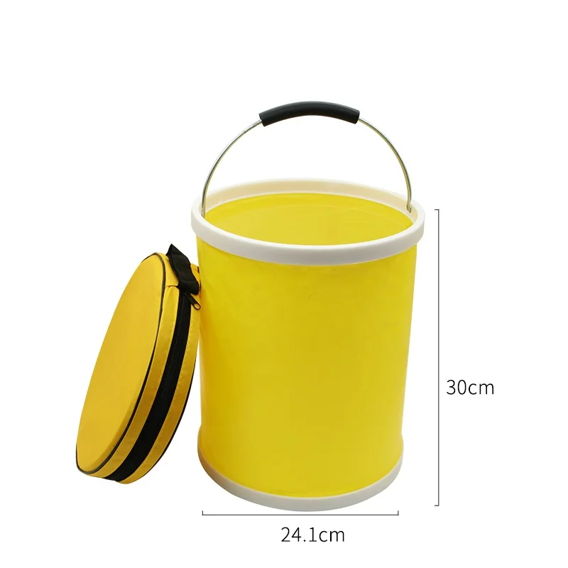 13L складное ведро для пикника портативный контейнер применимое ведро наружные водные рыболовные бочки для мытья автомобиля - Цвет: Yellow