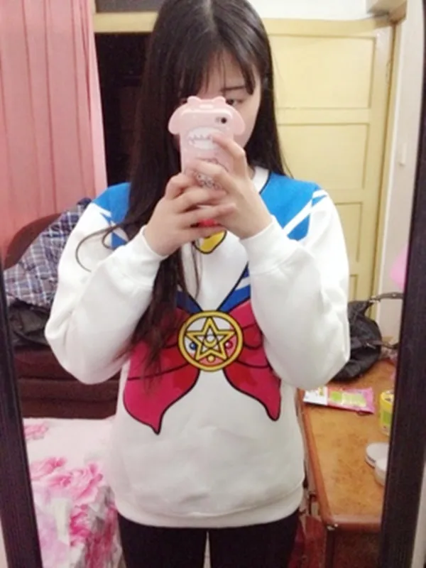 Новая рубашка Сейлор Мун Harajuku Kawaii милый аниме свитер с воротником костюм моряка