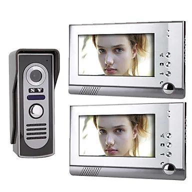 

Home 7 Inch Color TFT LCD Video Door Phone Bell intercom System 1 Camera Night Vision 2 Monitor