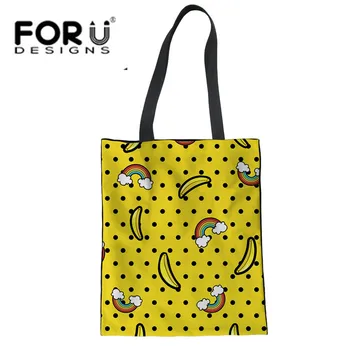 

FORUDESIGNS Shopper Linen Tote Bags Women Mom Funny Banana Monkey Eco Summer Beach Bag Large Book Shoulder Bag for Student Girls