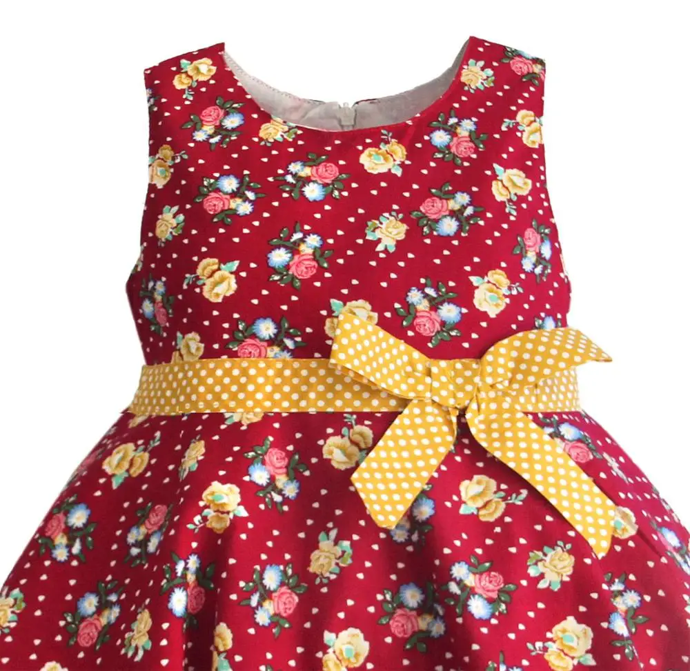 Hetiso/летние платья для девочек с шапкой, детская одежда с цветочным принтом и розами Милая Одежда с бантом для малышей, robe fille enfant, размеры от 3 до 7 лет