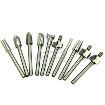 

HSS Router Bits Wood Cutter Milling Fits Dremel Rotary Tool Set 10pcs 1/8" 3mm R06 Whosale&DropShip