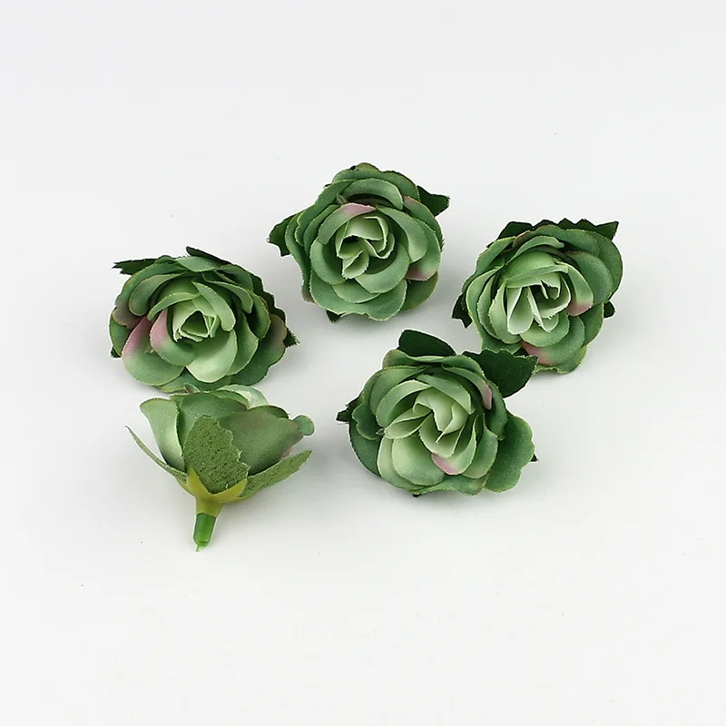 HUADODO 3 см мини-розовый цветок голова искусственные цветы для свадебный декоративный шар ремесло поддельные цветы 30 шт./лот - Цвет: Зеленый