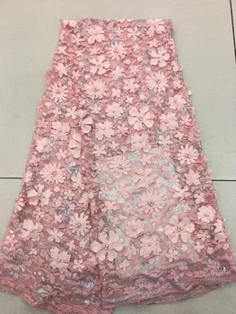 

3d flower Nigeria lace fabric wedding 2018 French mesh lace fabric with beautiful floral pattern net lace fabric RF2546
