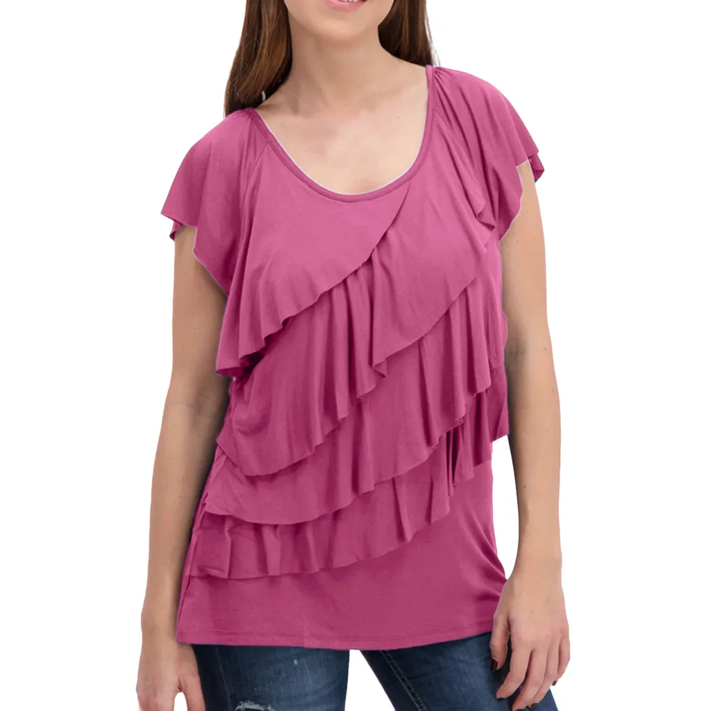 

Maternity Tops Cotton Women Nursing Top Breastfeeding Pregnancy Clothes Summer Shirts Fashion Blouse Solid Short Sleeve Ruffles