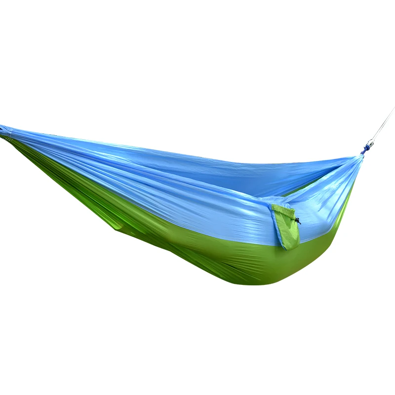 Desert&Fox Outdoor Hammock Nylon Fabrics Double Person Rope Multi-color Hanging Bed with Portable Storage Bag - Цвет: Green Blue