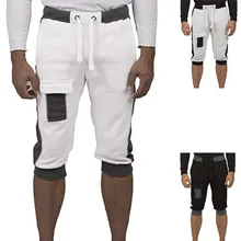 Мужские Пляжные Летние повседневные спортивные фитнес чистый цвет Бег лоскутное спортивные карман шорты L0423