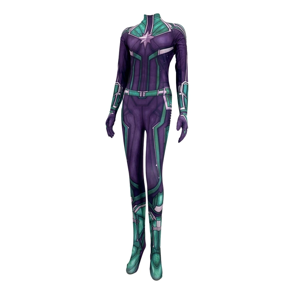 Purple Kids Марвел Капитан Carol Danvers Косплей MS костюм Марвел зентай боди супергероя костюм комбинезоны для женщин девочек - Цвет: Purple Kids