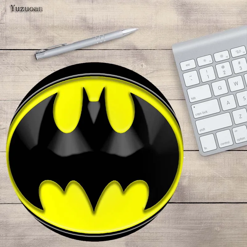 

Yuzuoan Print Computer Gaming Enterprise Batman Logo Round MousePads Computer Gaming Mouse Pad Gamer Play Mats Size For 18*22CM